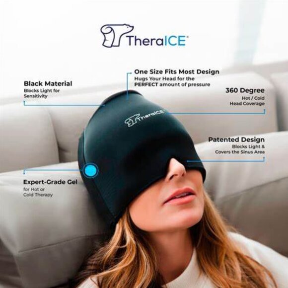 Brand New TheraICE Migraine Relief Cap, Soothing Headache Hat Ice Pack Mask - Picture 6 of 6